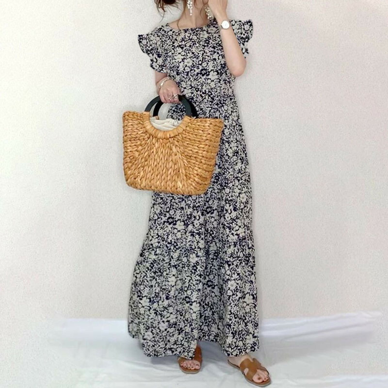 ワンピース ロングワンピース マキシワンピース 袖フリル 花柄 着痩せ きれいめ T Sfeah Com ワンピース ロングワンピース マキシワンピース 袖フリル 花柄 着痩せ きれいめ T Sfeah Com