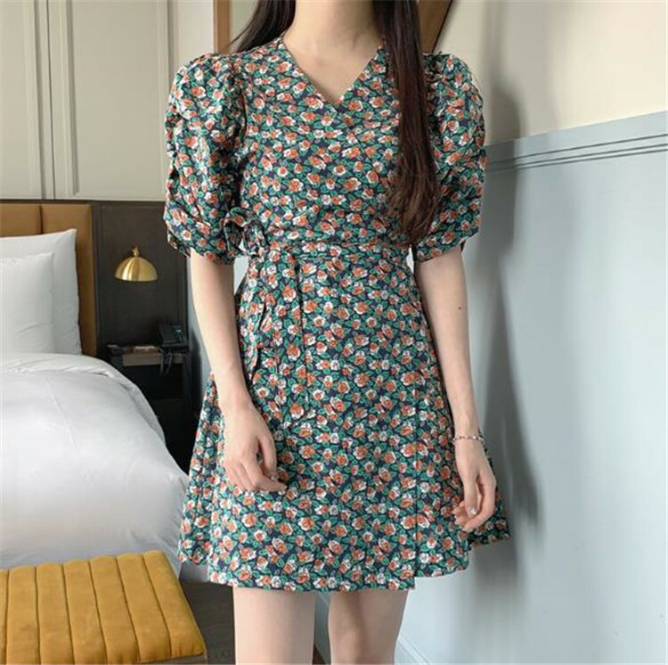 花柄 スリムフィット 快適 プリーツ 半袖 おしゃれ ワンピース T Loeschenart Com