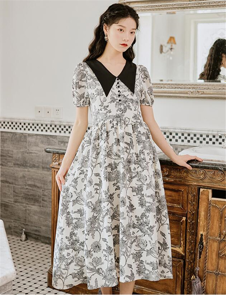 オフィスカジュアル フレンチ 半袖 Aライン可愛い パフスリーブ トレンド ハイウエスト ワンピース 可愛い系 T Educaps Com Br