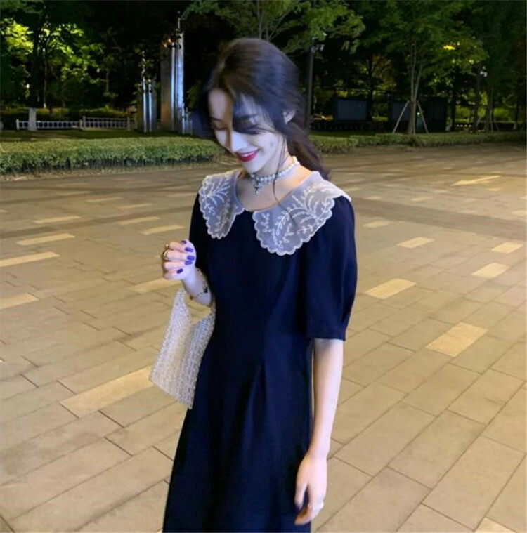 フレンチ レトロ ドーリー スリム スリムフィット Aライン ワンピース オシャレ パフスリーブ ハイウエスト T Giosenglish Com