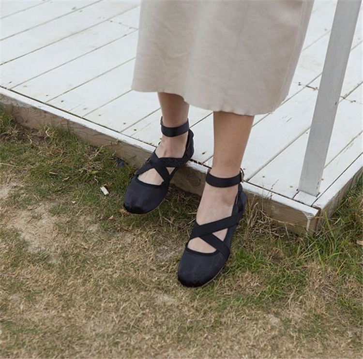 クロス フラット レトロ バレエ おしゃれ ラウンドトゥ シングルシューズ T Crunchusers Com