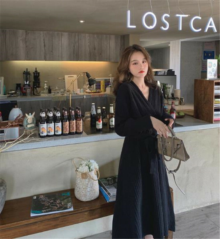 編物 ワンピース ロングスカート スカート か細い調和 V喉首 T Doorswindowsstairs Co Uk