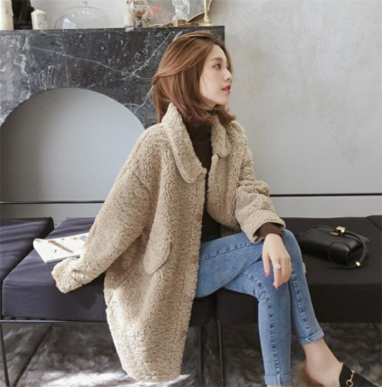 スタイル 韓国ファッション ファー ゆったり 子羊の毛 コート 女性 長袖 T Crunchusers Com