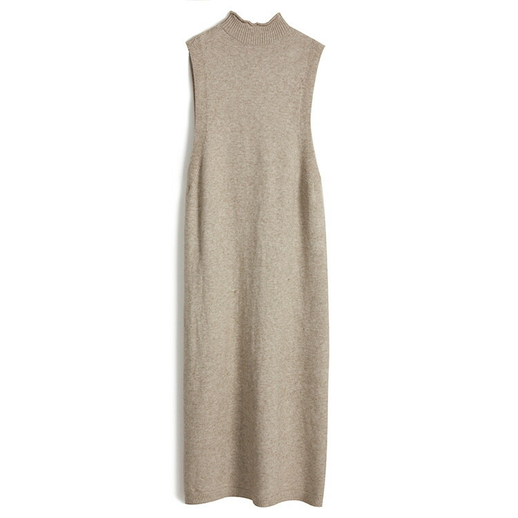 も使えるハーフハイネック ベベルエッジ スプリットイレギュラー ニットワンピース 袖なし T Educaps Com Br