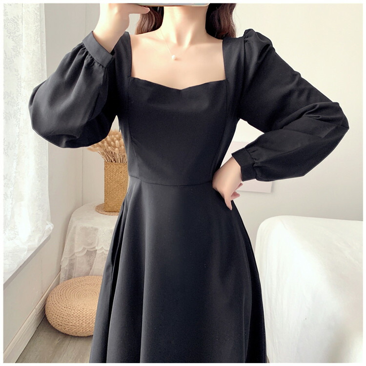 パフスリーブ スクエアネック ワンピース スリム レトロ インナー T Educaps Com Br