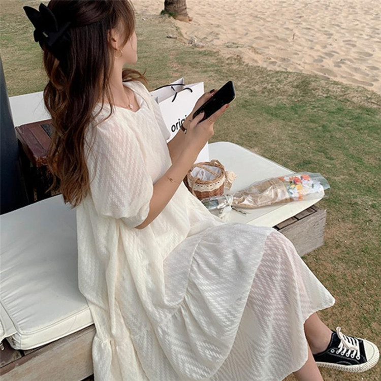 旬なレイヤード大きいサイズ 女の子 レース シフォン ゆったり パフスリーブ ワンピース T Giosenglish Com