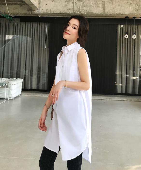 カジュアル ゆったり コットン シャツ 袖なし ワンピース レディース T Marcsdesign Com