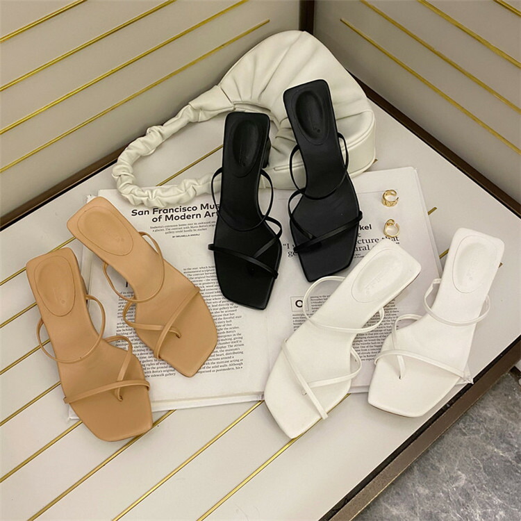 カジュアル 韓国ファッション セクシー 太いヒール アウトドア 滑り止め スリッパ T Marcsdesign Com