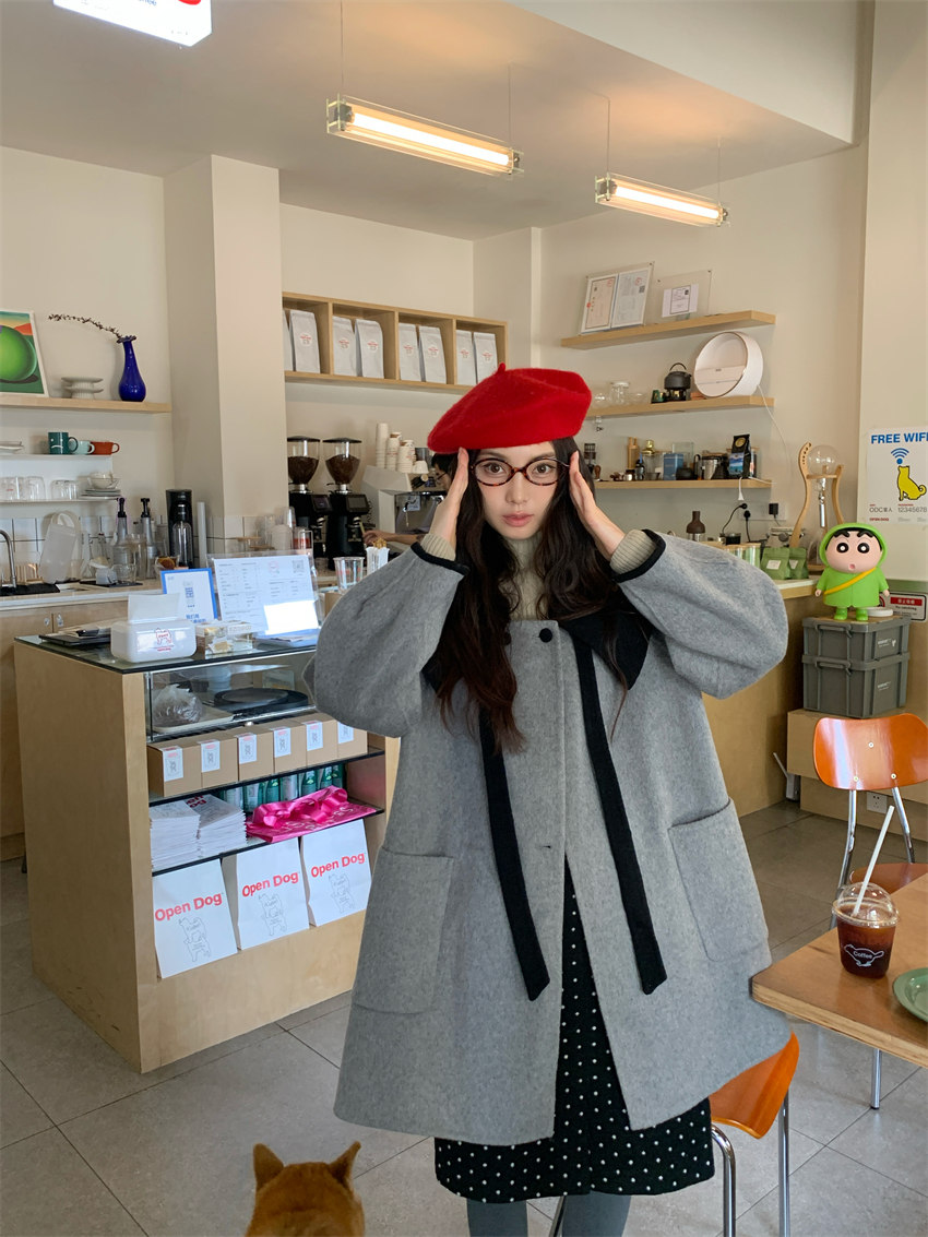 心ゆかしいな100%ウールロングコート (T)
