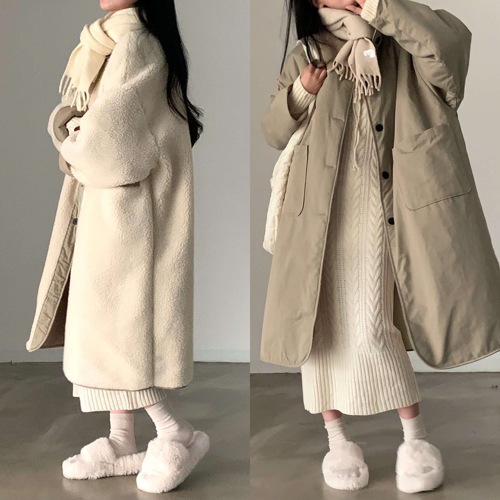 優雅ふわふわ可愛いロングコート (T)