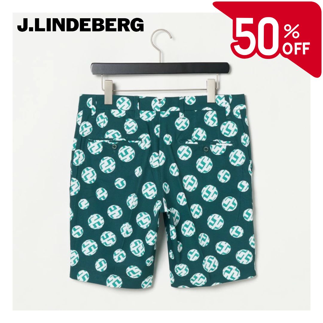 【2点購入で5％OFFクーポン対象】【50％OFFセール】J.LINDEBERG ティムショートパンツ ショーツ Jリンドバーグ 総柄 パターン ワンポイントロゴ メンズ ゴルフ ゴルフウェア スポーツウェア グリーン 29 30 31 32 33 34 35 36 インチ