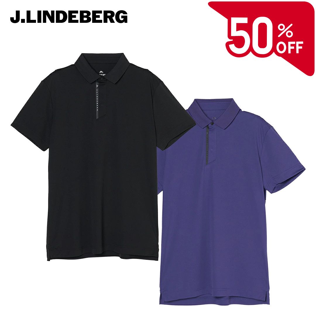 【50％OFFセール】J.LINDEBERG ポロシャツ 半袖 ジェイリンドバーグ TXジャージ メッシュジャージ リブ襟 ロゴプリント ブリッジロゴ メンズ メンズウェア ゴルフ 高級 ゴルフウェア スポーツウェア アウトドア 春夏 37.5テクノロジー 速乾性 ブラック パープル 44 46 セール