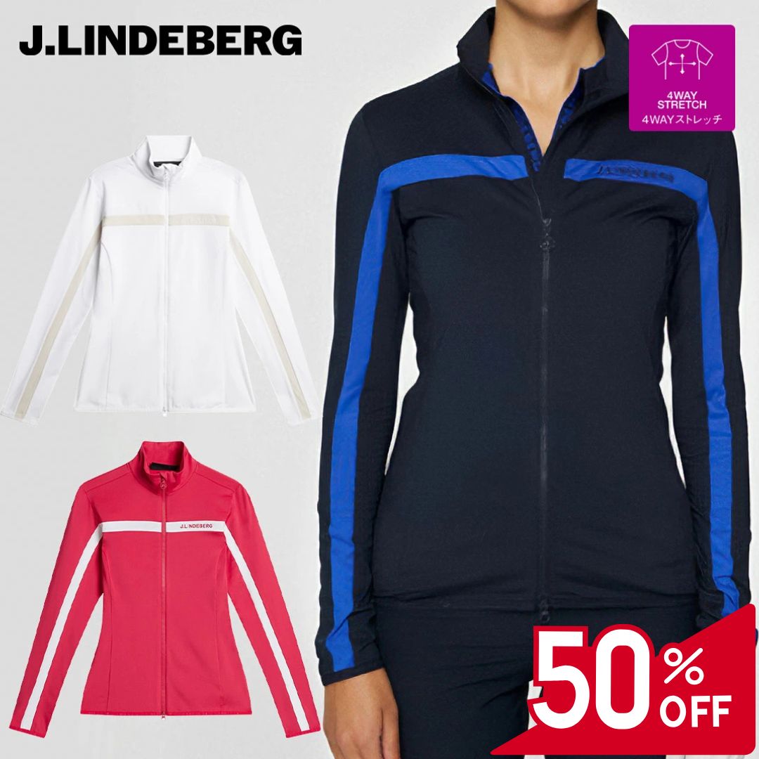 【50％OFFセール】J.LINDEBERG ミッドレイヤー 長袖 ジャージ ジャケット アウター 起毛 ジェイリンドバーグ ZIP エッジテープ レディース レディースウェア ゴルフ ゴルフウェア スポーツウェア アウトドア 秋冬 4wayストレッチ 速乾 軽量 36 38 40｜GRIP ONLINE STORE 店