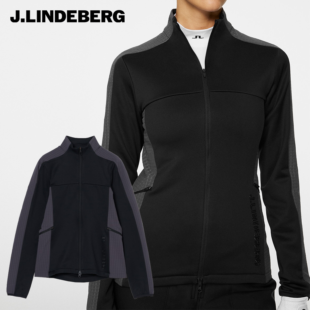 【50％OFFセール】J.LINDEBERG ミッドレイヤー 長袖 ジャージ ジェイリンドバーグ 起毛 ZIP ストレッチジャージ ポケット ロゴプリント レディース レディースウェア ゴルフ 高級 ゴルフウェア スポーツウェア アウトドア 秋冬 耐水 速乾 防寒 ブラック 38 40｜GRIP ONLINE STORE 店