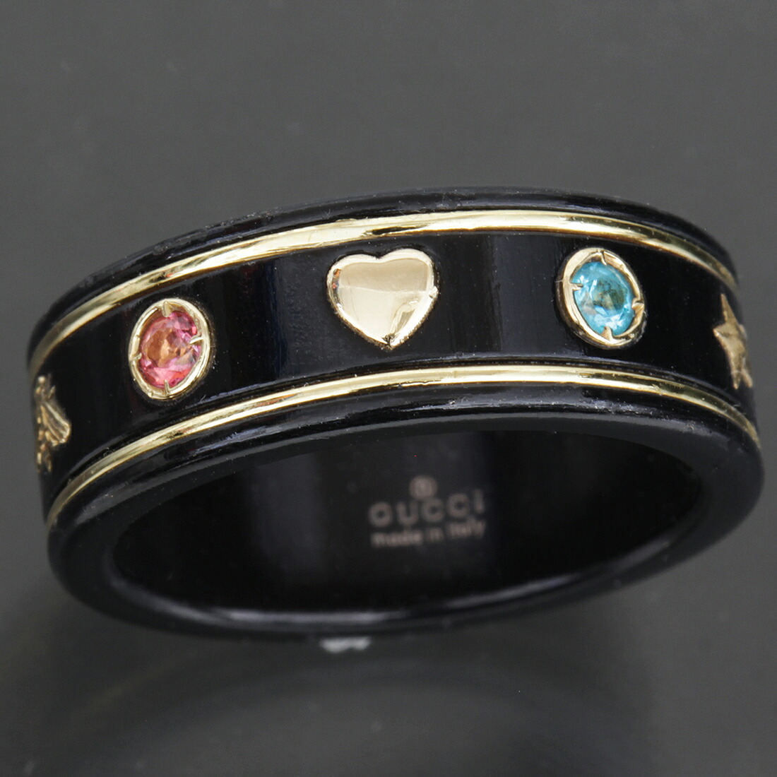 楽天市場】☆U【GUCCI】ジェムストーン付きアイコンリング K18YG