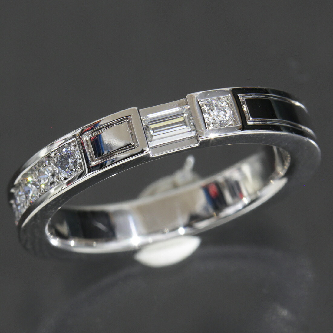 ハリーウィンストン ダイヤ トラフィック アクセント バンド リング pt950●指輪 5号 5.3g 3mm幅 新品仕上済 HARRY WINSTON 6493A【中古】