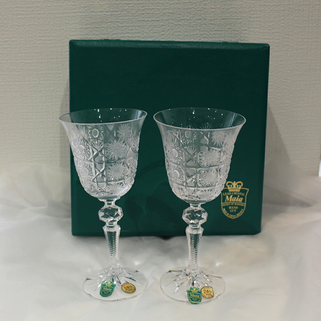 未使用保管品 ボヘミア Bohemia グラス シャンパングラス クリスタル ガラス セット 箱 正規品 B0005【中古】