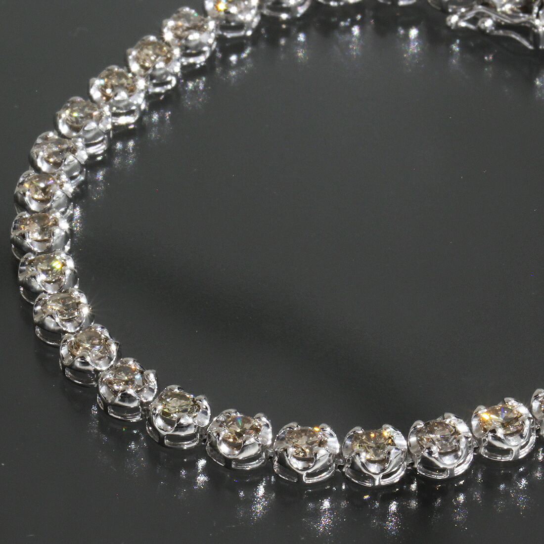ダイヤ 5.0ct テニス ブレスレット Pt850 900 仕上済 14.4g●鑑別書 バングル 18.5cm ブラウンダイヤ 新品仕上済 6387A　【中古】