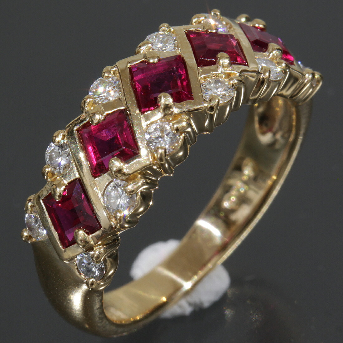 ミキモト ダイヤ 0.3ct ルビー 0.85ct リング 7.5号 K18YG●指輪 3.8g 新品仕上済 MIKIMOTO 6125A【中古】|グリズリー