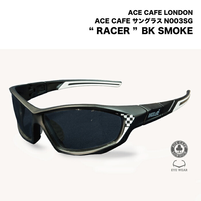 【P2倍☆お買い物マラソン】 ACECAFELONDON サングラス RACER ノーズパッド スモークレンズ 偏光レンズ UVカット オリジナルケース付 バイク エースカフェロンドン サーキット ツーリング アウトドア 釣り ドライブ フェス キャンプ｜バイク用品ツーリングＭＵＳＵＢＩ 9,768円