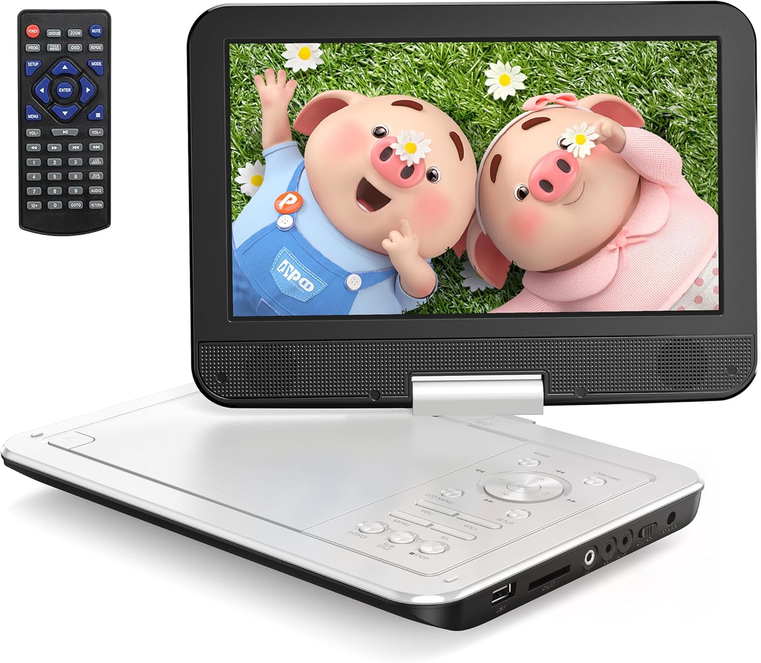 ポータブルDVDプレーヤー 12.5インチ 10.5インチ LCD 4~6時間再生 充電式バッテリー内蔵 地域制限なし メモリー再生 270度回転対応 ADV-025