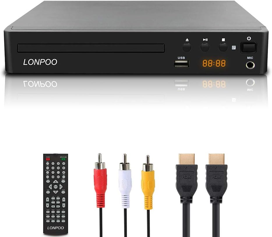 DVDプレーヤー ポータブル リージョンフリー HDMI/AV出力 CPRM再生可能 カラオケ用マイクジャック HDMI/AVケーブル付き テレビ用 コンパクト ADV-035