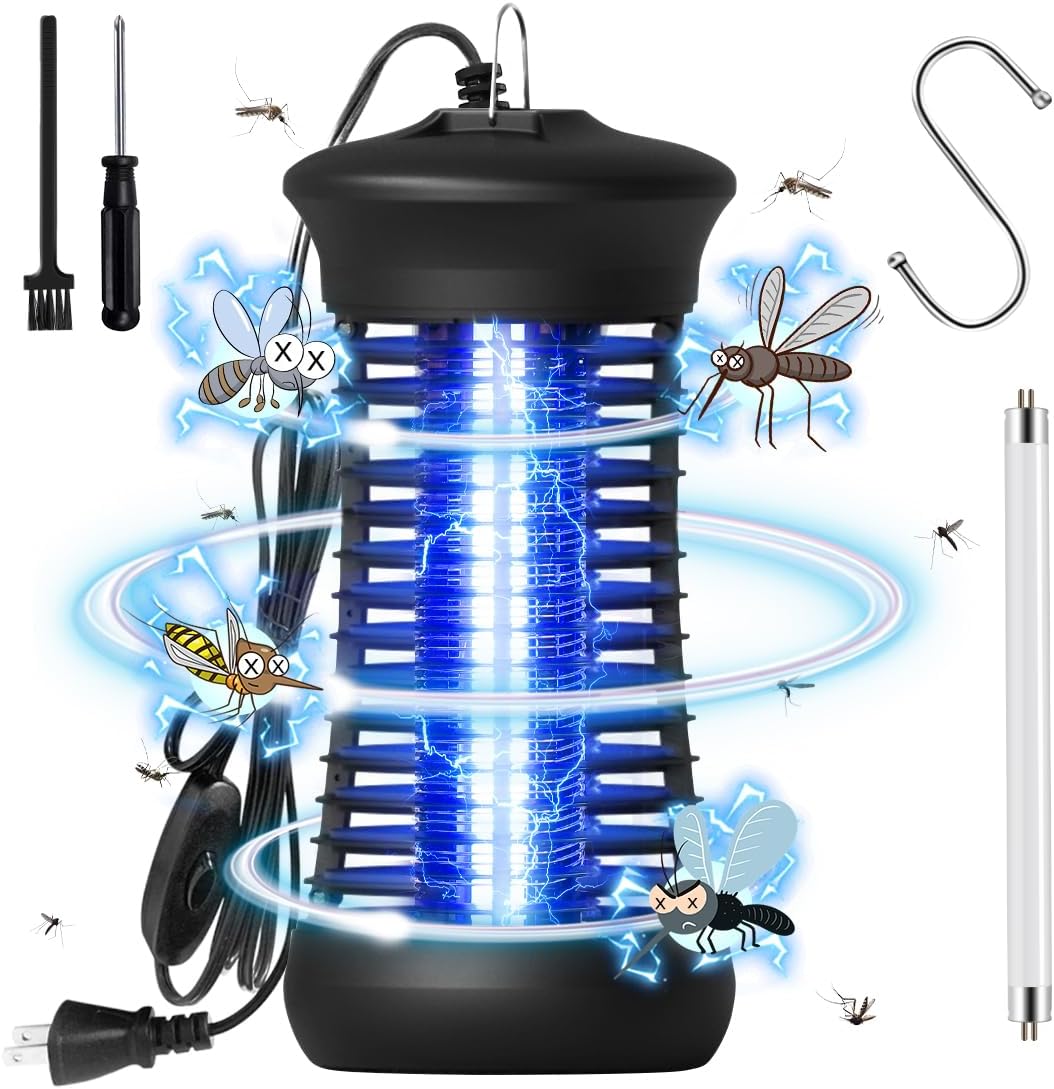 コバエ取り 電撃殺虫器 捕虫器 殺虫灯 コバエ撃退 6W 蚊取り 室内 電気殺虫機 虫取りライト 静か 省エネ 360°静音 家庭用 吊り下げ式 据え置き AGT-03