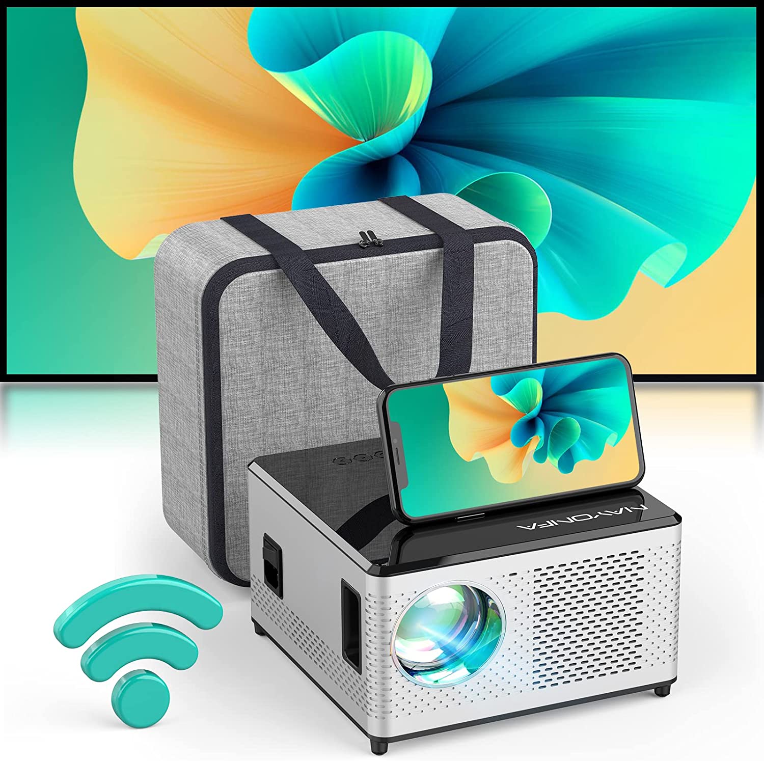 プロジェクター 小型 16000LM 5G&2.4G WiFi 双方向 bluetooth 4K対応 リアル1920*1080解像度 フルHD 4D/4P&plusmn;50&deg; 電子 台形補正 APJ-058｜Selectshop Groove