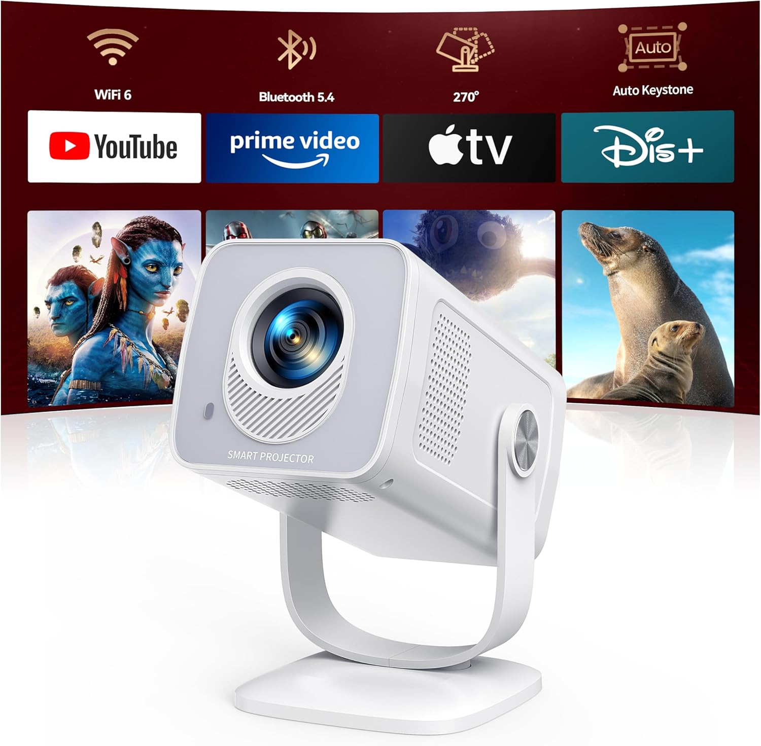 プロジェクター Android TV 搭載 小型 家庭用 短距離投影 30000LM 1080P 4K対応 WIFI6 Bluetooth5.4 自動台形補正 ホームプロジェクター APJ-157