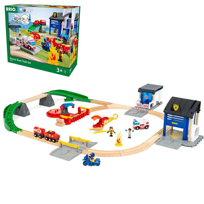 BRIO ブリオ 木製軌跡 レスキュー野球クラブ書き割り 電動鉄道車両 木の手あそび