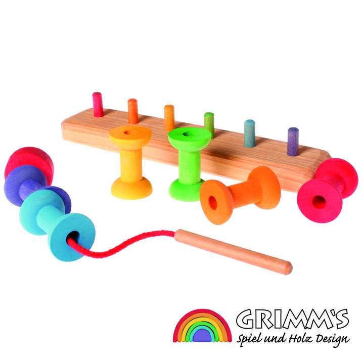 楽天市場】グリムス社 ひも通し 虹のボビン GM10316 グリムスの積み木
