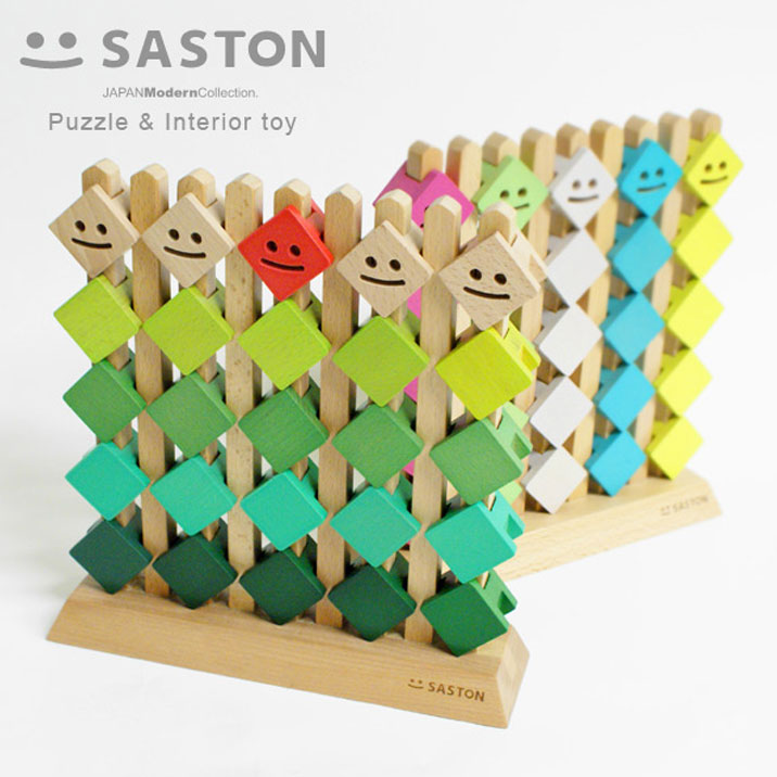 木のおもちゃ SASTON サストン 知育玩具 積み木 木製玩具 パズルゲーム デザイン玩具 インテリア雑貨 対象年齢３歳〜 りんごのきver. ちきゅうのなかまver. 