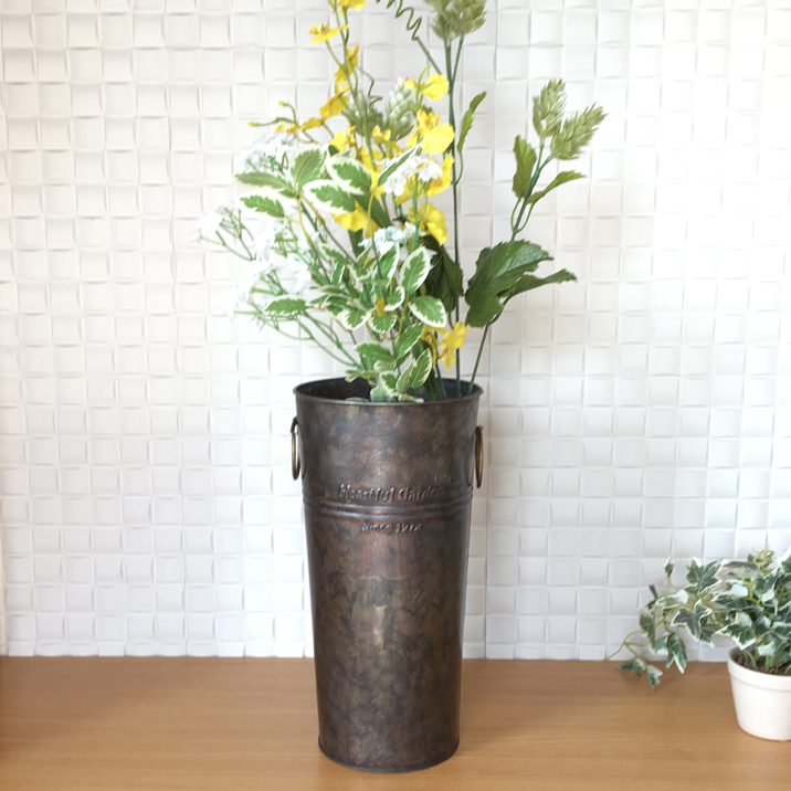 アンティーク民芸品手桶鉄＆木製花入ドライフラワー 木製バケツ型インテリア小物 公式】アンティーク家具ラフジュ工房商品詳細ページ和製