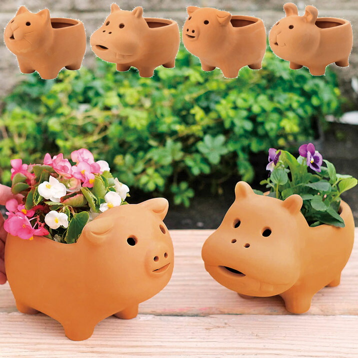 楽天市場】植木鉢 プランター 素焼き かわいい アニマルテラコッタS