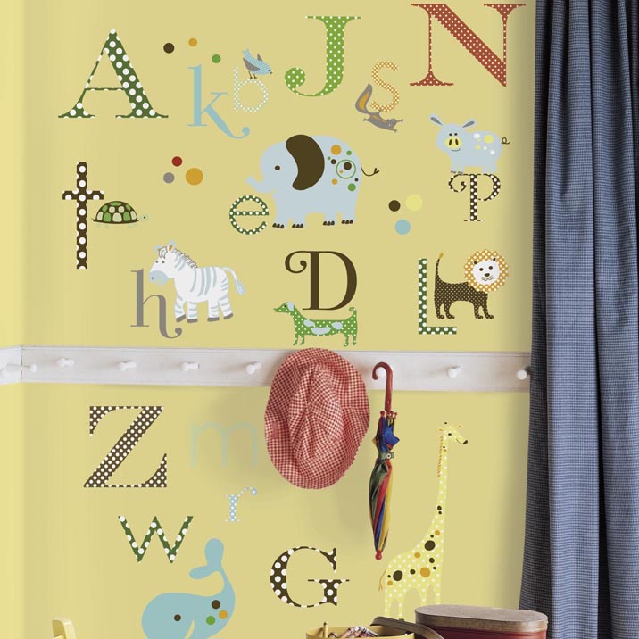 楽天市場 ウォールステッカー ルームメイツ Roommates アニマルアルファベット 英語 動物 ドット柄 壁紙インテリアシール 壁飾り インテリア雑貨 模様替えに 子供部屋に あす楽対応 グルーヴプラン楽天市場店