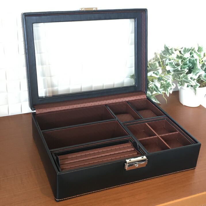 【LA VITA IDEALE】メンズボックスL 収納ケース レザーケース アクセサリーケース メンズボックス La Vita Ideale 規格Mサイズ
