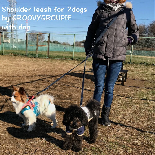 二頭用 ショルダーリード 肩掛けリード 【85%OFF!】 小型犬 中型犬 ポスト投函選択で送料無料 新作製品 世界最高品質人気 二頭用セットツイルとデニム