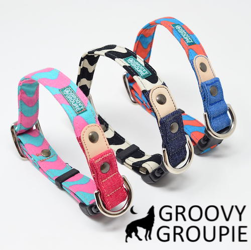 楽天市場 小型犬用 ロリポップ ウェーブ デニム レザー 首輪 ポスト投函選択で送料無料 Groovy Groupie With Dog