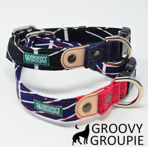 楽天市場 小型犬用 Fishbone Tree デニム レザー 首輪 ポスト投函選択で送料無料 Groovy Groupie With Dog