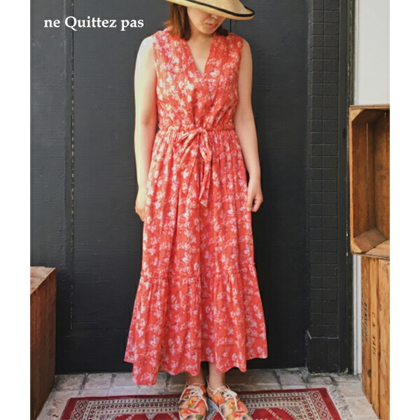 楽天市場 Nequittezpas ヌキテパ Ne Quittez Paslurex Flower Print Dress ワンピース ピンク コーラル 綿 ポリエステル Ground 服 レビューキャンペーン実施中 インポート靴のground グラウンド