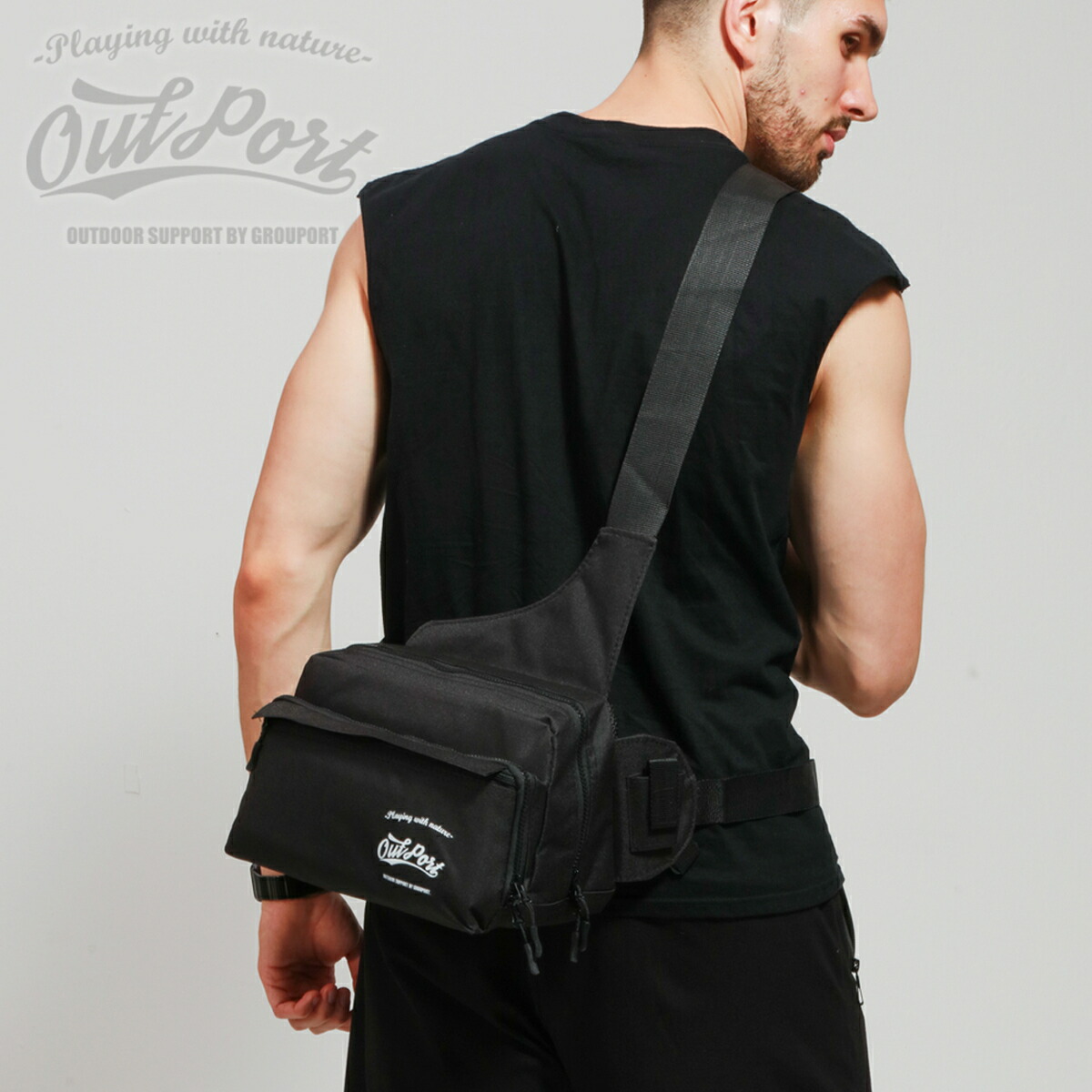 楽天市場 あす楽 フィッシングバッグ ワンショルダー ウエストバッグoutport タックルバッグ 釣り Bag カバン 鞄 Bass バス エギング メバリング アジング 等に Grouport