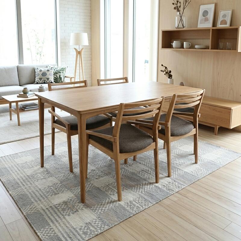 クーポン祭り開催中！ 商品名|JPECジェペック ダイニング5点セット カラー| オーク ナチュラル サイズ| テーブル幅 150cm 北欧テイスト　ウレタン塗装　アームチェアに変更も可能