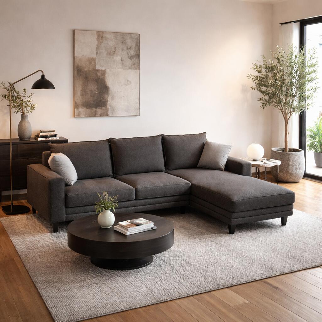 引き換え証喜び事執り行なう中！商いもの名：LAVO SOFA シンプルモダン 2人掛け+長いす 長いす 色合い：まっ黒い薄墨色色 / 薄墨色色大いさ：幅240 奥ふかさ160 高さ87糎 / 座面高44cmZKKK ソファ・ソファベッド-インテリア・寝具・収納