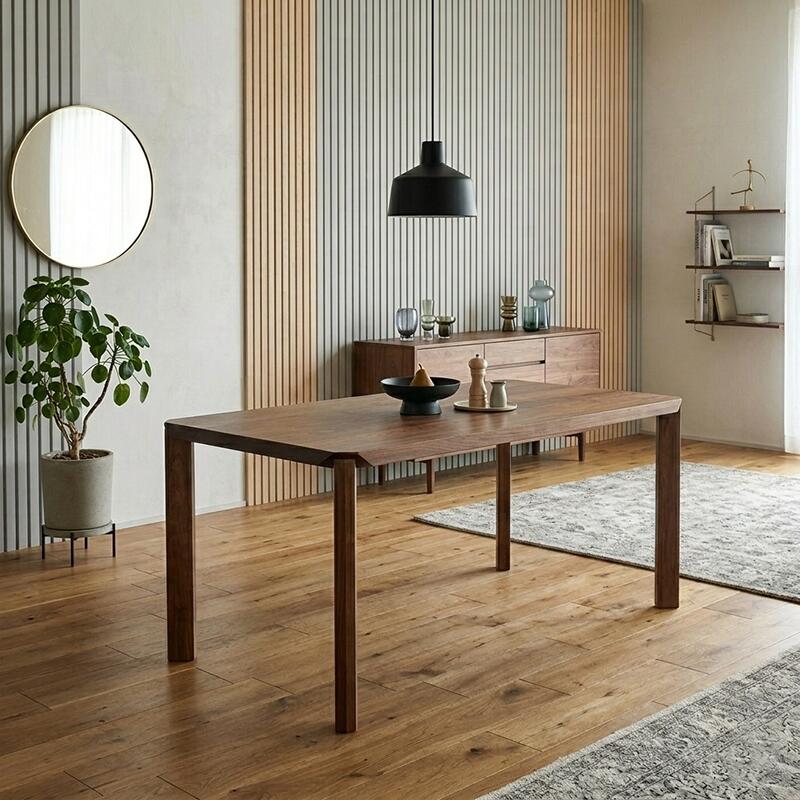 LIVWOOD 商品名| アリエス2ダイニングテーブル160cm カラー| ブラウン ウォールナット サイズ| 幅 1600 奥行 850 高さ 720 mm 生産国| 国産 日本製 北欧 完成品 スタイリッシュモダン オイルまたはエコウレタン塗装仕上げ