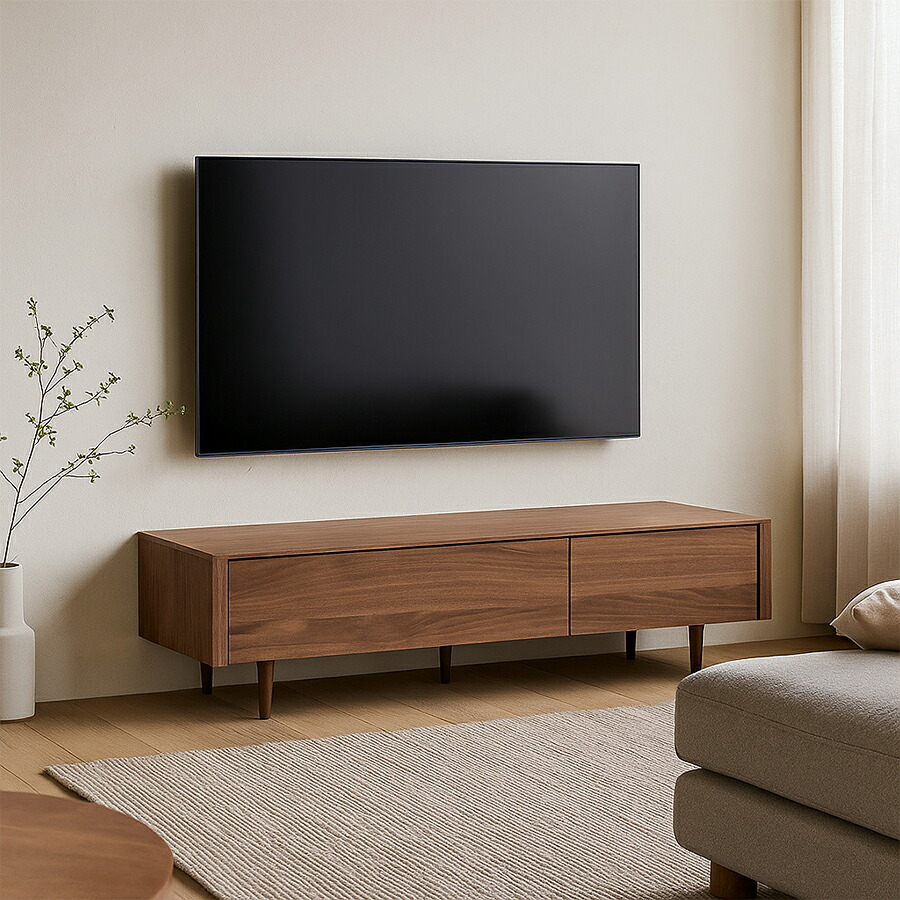 テレビ台 日本製 完成品 幅140cm テレビボード ローボード 140 140cm 木製 収納 国産 おしゃれ 北欧 ウォールナット ブラウン オーク ナチュラル TVボード オシャレ ミッドセンチュリー TVラック シンプル リモコン操作可能 お掃除ロボット対応 大川家具 収納 LOIZ