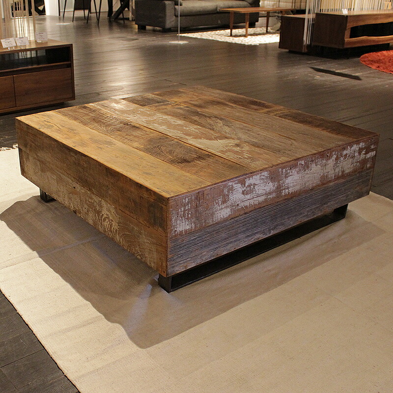 ラフさが魅力幅100 Sou レトロ テーブル ローテーブルヴィンテージ テレビ台 デザイン ラフさが魅力幅100 座卓 リビングボード 奥行100 センターテーブル木製 ダイニングセット Fax台 高さ35cm テーブル おしゃれ オールドチークコーヒーテーブル スチール海外インテリア