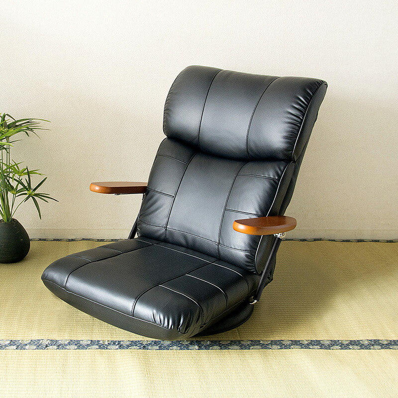 ・MTSS木肘スーパーソフトレザー座椅子 幅62×奥行き70～123×高さ21～69.5cmスーパーソフトレザー  完成品 日本製 ブラック ブラウン ワインレッド【北海道・沖縄・離島以外送料無料】