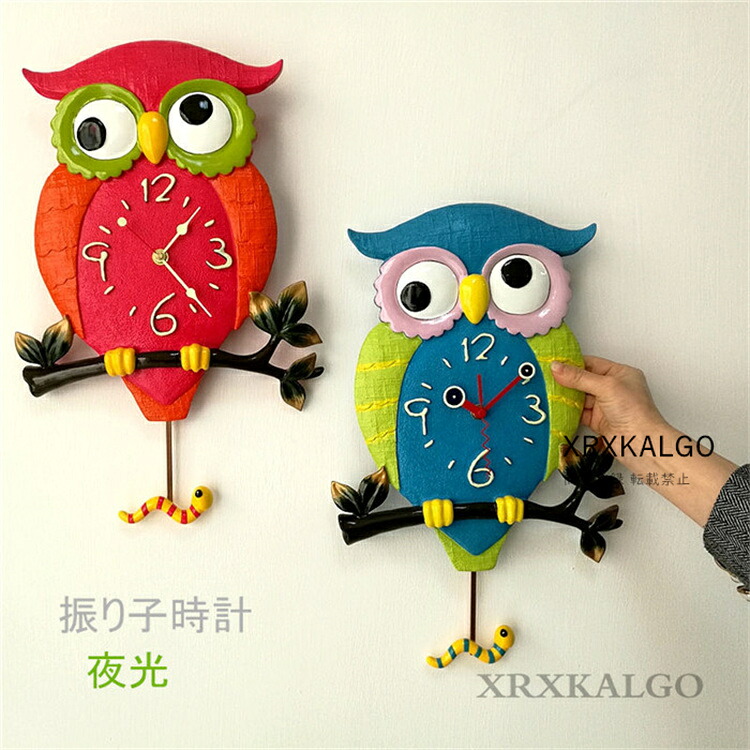 【時間限定10%OFFクーポン】振り子時計 夜光 掛け時計 おしゃれ 静音 時計 29*43cm かわいい フクロウ 壁掛時計 新生活応援 部屋飾り 北欧 アクリル デザイン 引越し祝い お礼 電池 結婚祝い ギフト