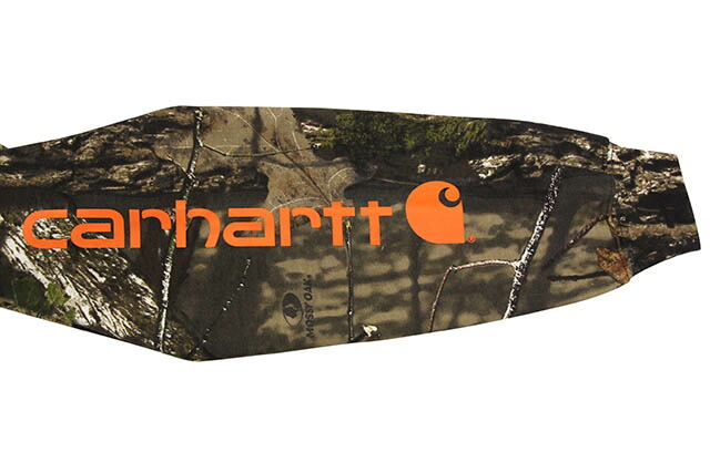 midweight camo sleeve logo hooded sweatshirt