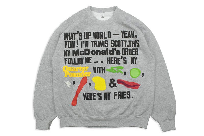 Travis Scott x McDonald's CPFM 4 CJ SCRIPT CREWNECK SWEATSHIRT (GREY) トラヴィススコット/クルーネックスウェット/グレイ 20,592円